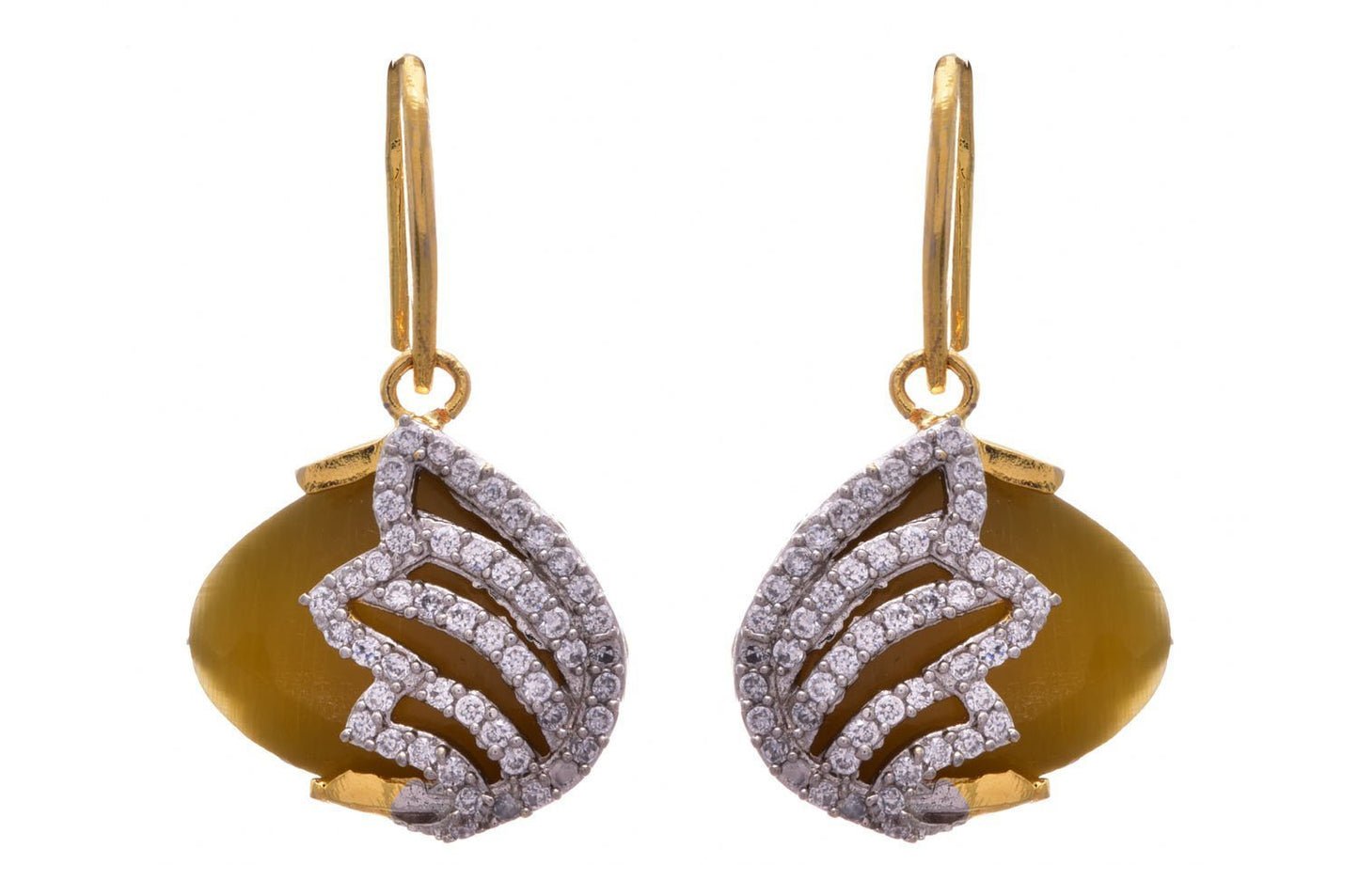 JFL- Fusion Ethnic One Gram Gold Plated Cz American Diamond Designer Earrings for Women and Girls.