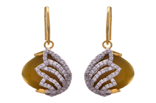 JFL- Fusion Ethnic One Gram Gold Plated Cz American Diamond Designer Earrings for Women and Girls.