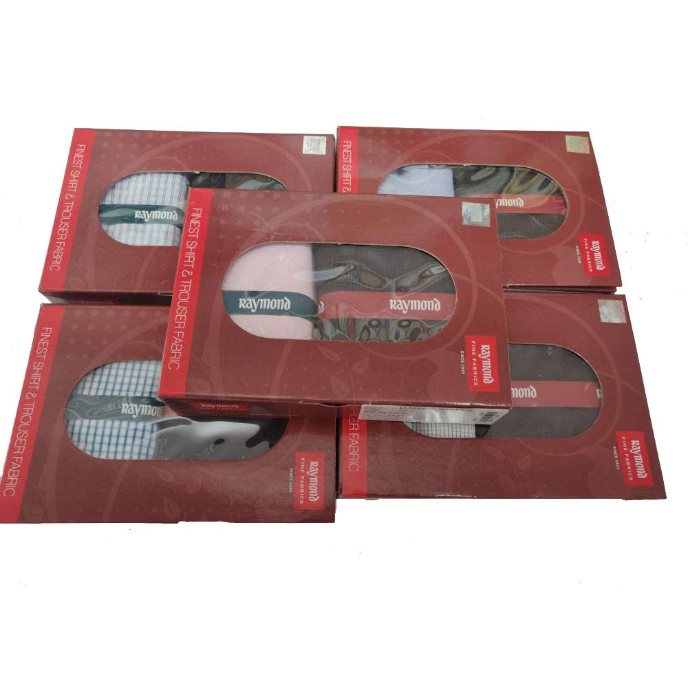 Raymond Fabrics Men's Cotton Unstitched Formal Pant 1.2 m and Shirt 2.25 m Fabric (Multicolour, Free Size) - Set of 6