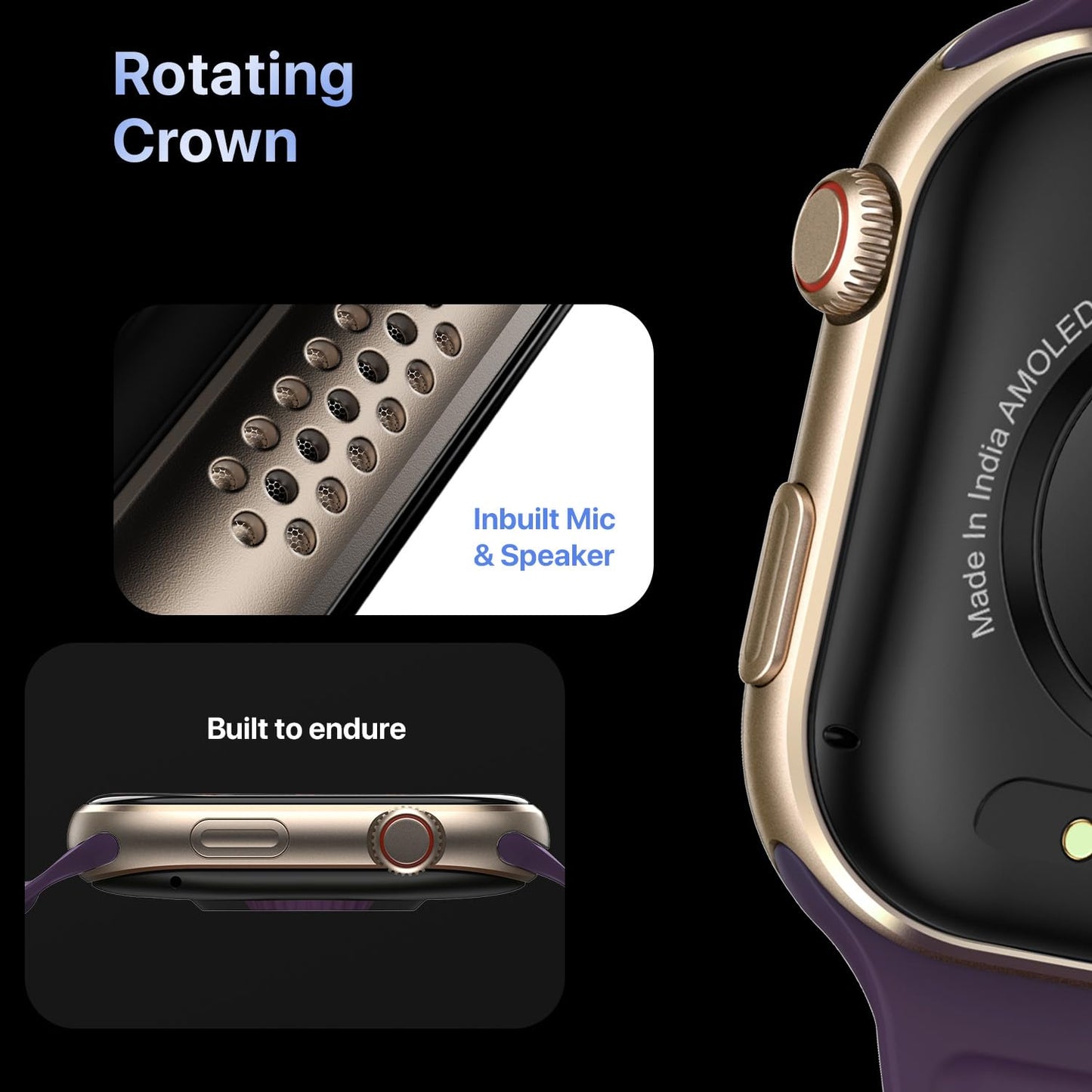 Fire-Boltt Brillia Pro Smart Watch with 51.3mm (2.02 inch) AMOLED Display, Bluetooth Calling, SpO2, Heart Rate Monitoring, 120+ Sports Modes, IP67 Waterproof, Long Battery Life (Wine Mag)