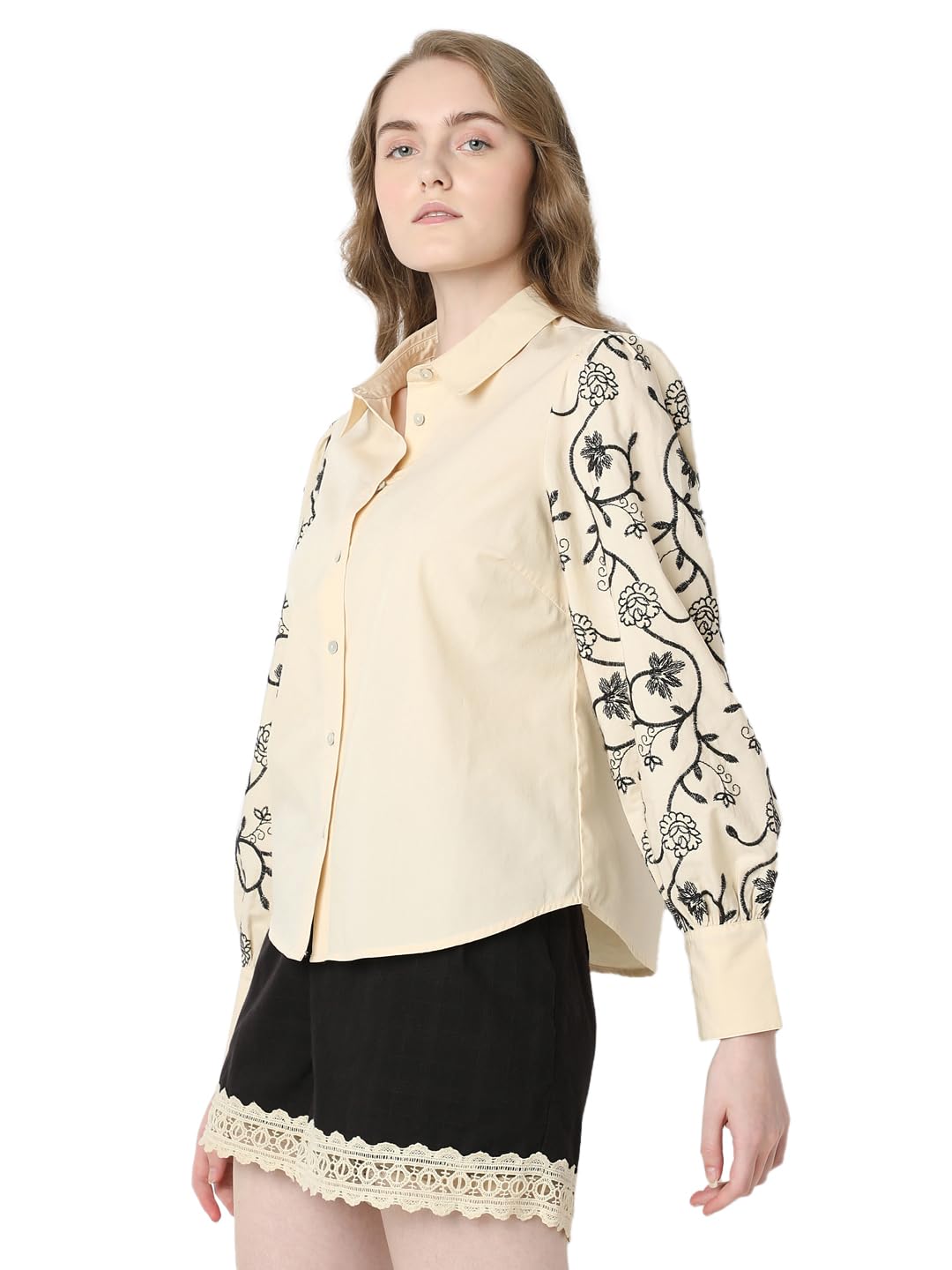VERO MODA Women Solid Pink Cotton Regular Fit Shirt