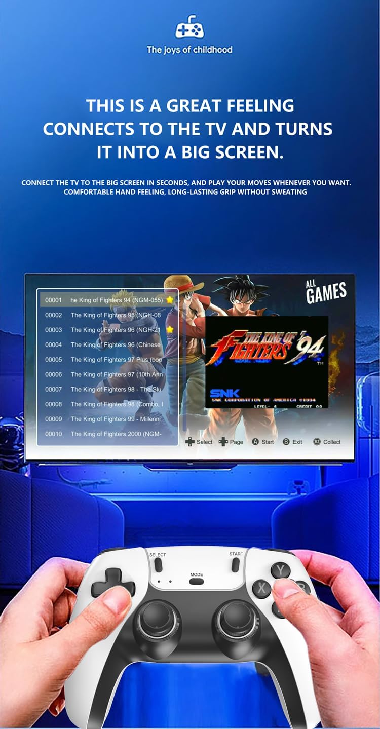 New World M15 Gaming Console with Game Stick, 1080p HD, Plug & Play TV Video Game Set for 2 Player, 2.4G Wireless, 10 Emulators,