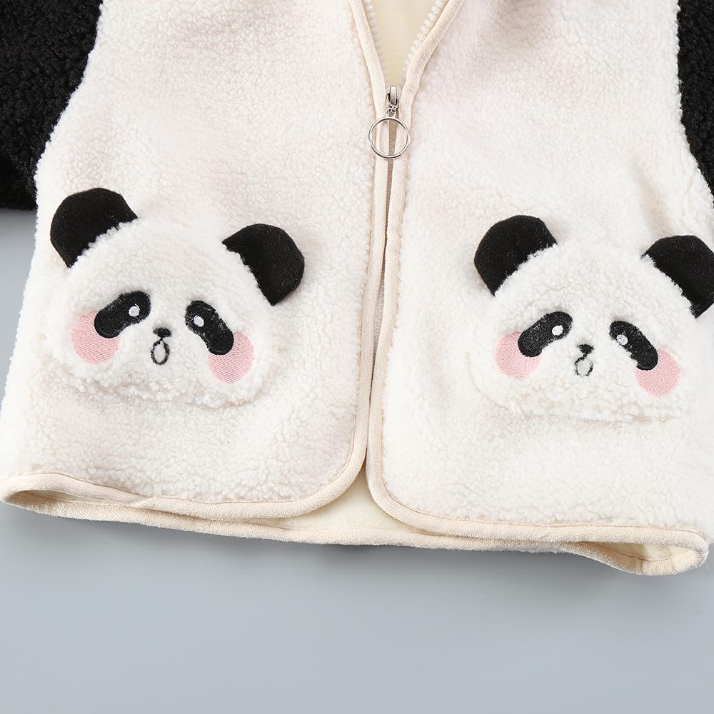 Hopscotch Boys Full Sleeves White 3D Panda Applique Hooded Jacket For Ages (12-18 Months)