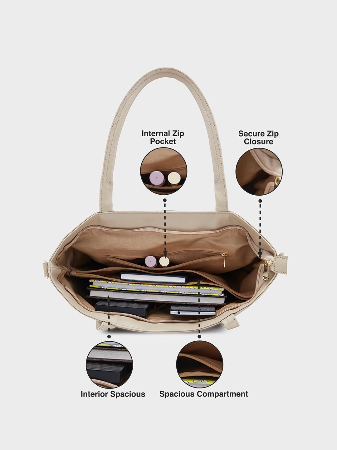 Caprese Gladys Tote Bag for Women with Multiple Pockets| Stylish and Functional Spacious Versatile Design Ideal for Work Everyday Outings and Travel