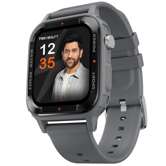 Fire-Boltt Tank 1.85" Outdoor Rugged Bluetooth Calling Smart Watch, 123 Sports Mode, 8 UI Interactions, Built in Speaker & Mic, 7 Days Battery (Grey)