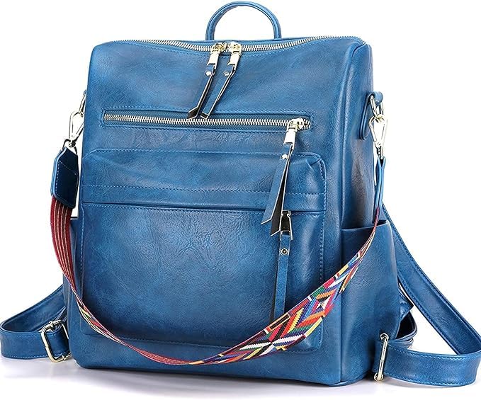 TrueArch Premium Leatherate Drycoat Convertible Practical Solutions Backpacks Designed to Enhance Your Daily Adventures (Blue)