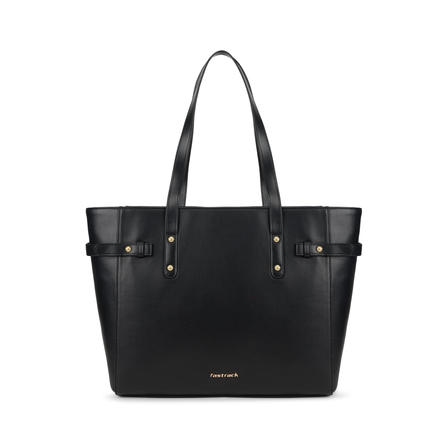 Fastrack Black Powermode Laptop Tote For Women | Black Faux Leather Bag | Fits Upto 15" Laptop | Ladies Tote Bag with Zipper Closure & Utility Pockets