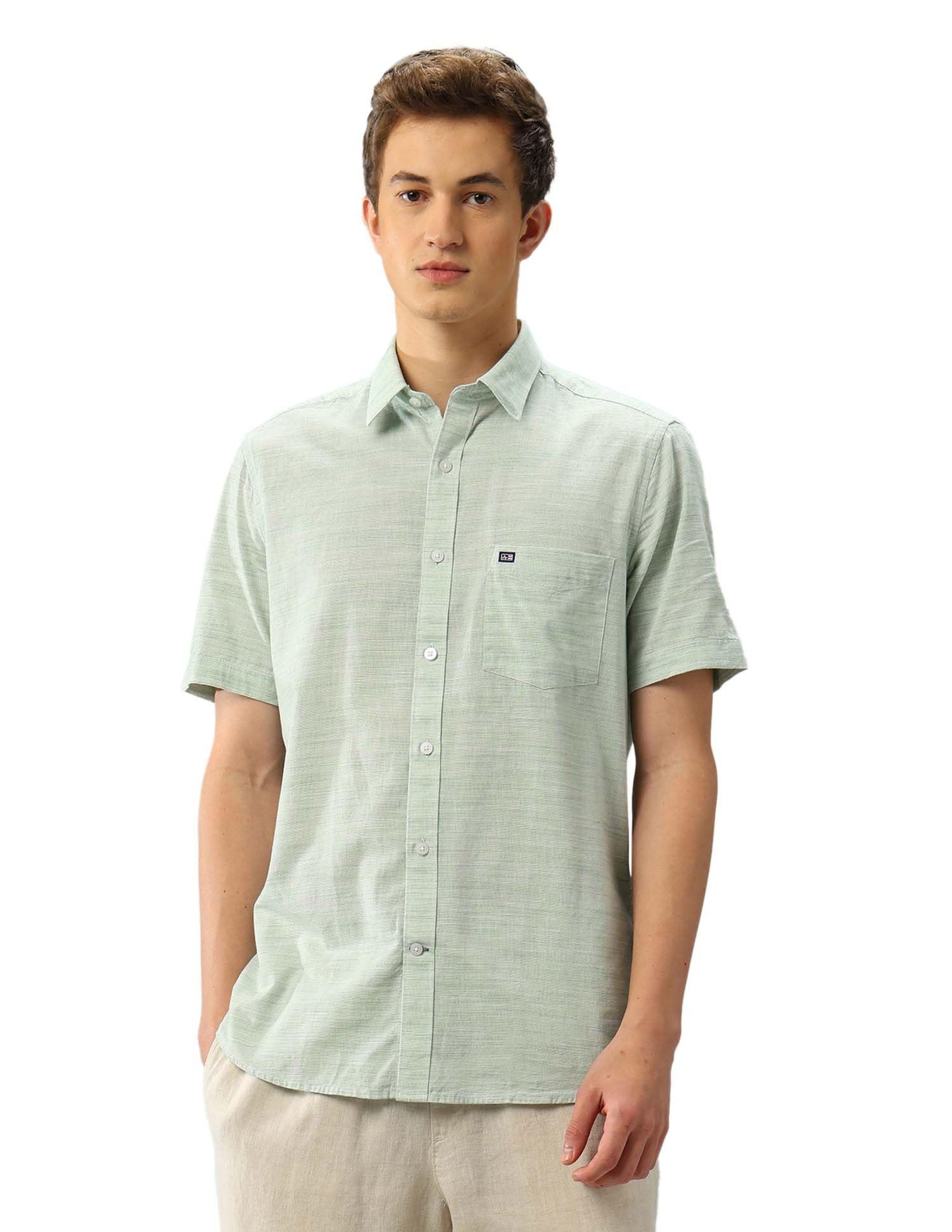 Arrow Sports Men's Green Abstract Printed Spread Collar Half Sleeve Casual Cotton Regular Fit Shirt (ASAJSH1777_Green_44)