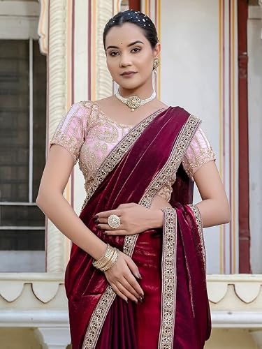 Meena Bazaar Women's Art Silk Saree | Elegant Designer Silk Saree | Soft Lightweight Traditional Ethnic Saree for Wedding, Festival, Party & Special Occasions