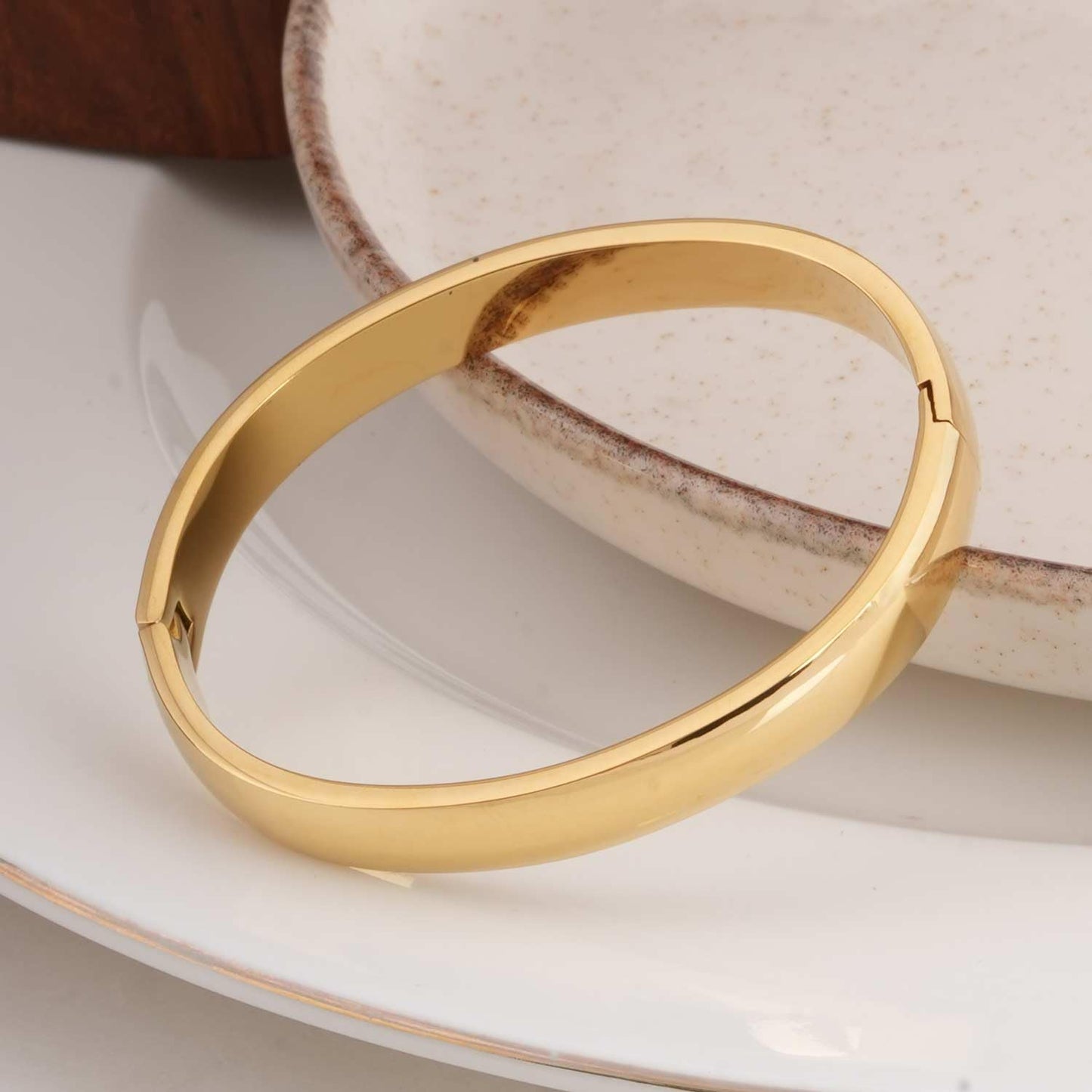 PALMONAS Plain Gold Bangles Bracelet for Women (Size -4,5,6,7) - Gift for Women & Girls, Women's Jewellery | Waterproof & Anti-Tarnish Bracelets