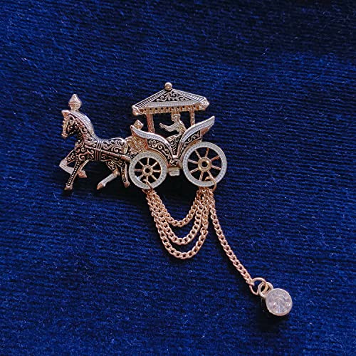 Mahi Meena Work Enamel Horse Chariot Chain Sherwani Brooch for Men (BP1101084G)