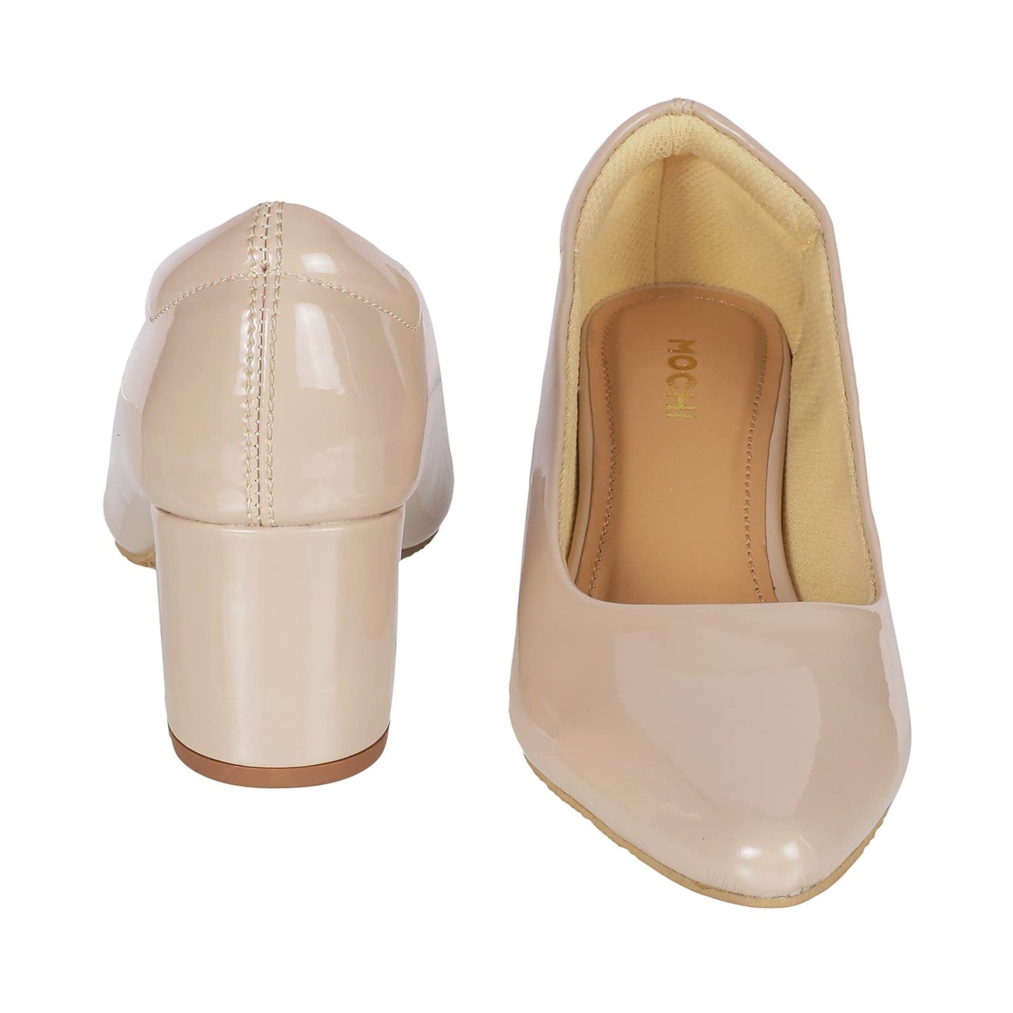 Mochi Womens Synthetic Beige Pumps (Size (7 UK (40 EU))