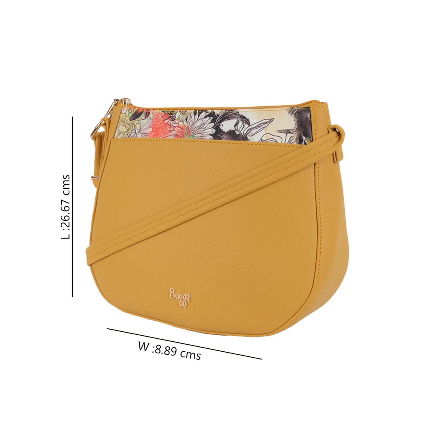 Baggit Women's Landmark Yellow Small Sling Bag | Ladies Stylish Casual Cross Body Purse Handbag | Faux Leather | 6-Month Warranty | Cruelty-Free Material | Made in India