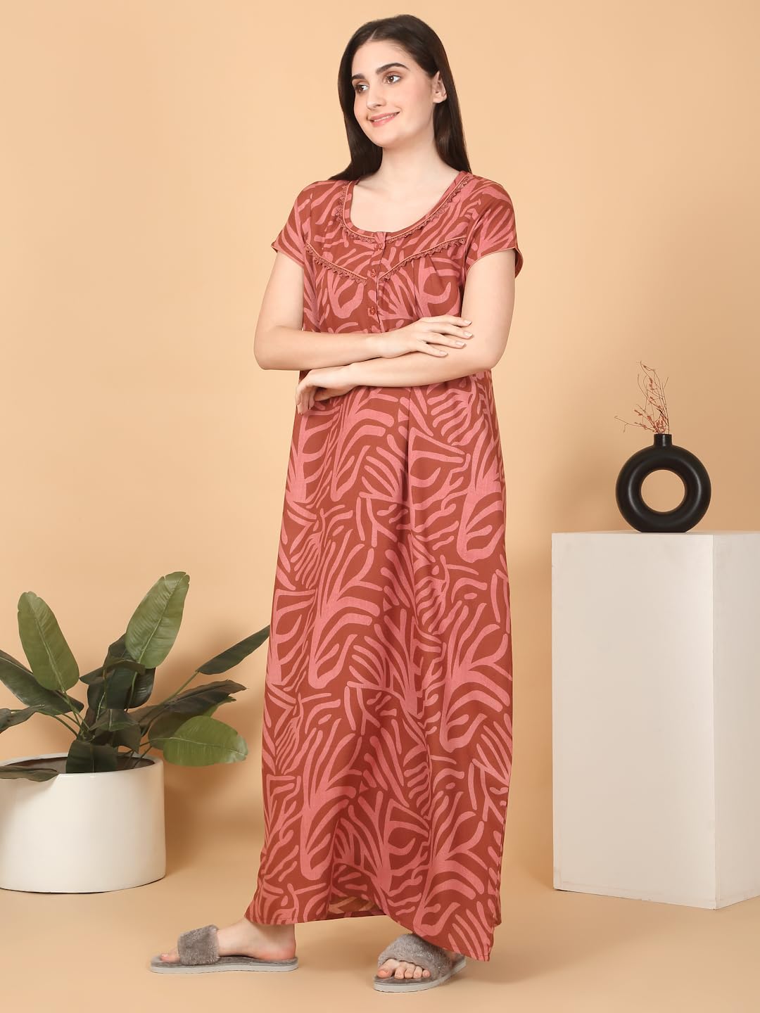 Sweet Dreams Women Printed Full Length Night Dress