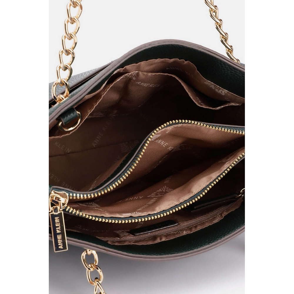 Anne Klein Faux Leather Zipper Closure Women's Satchel Bag (Green, XL)