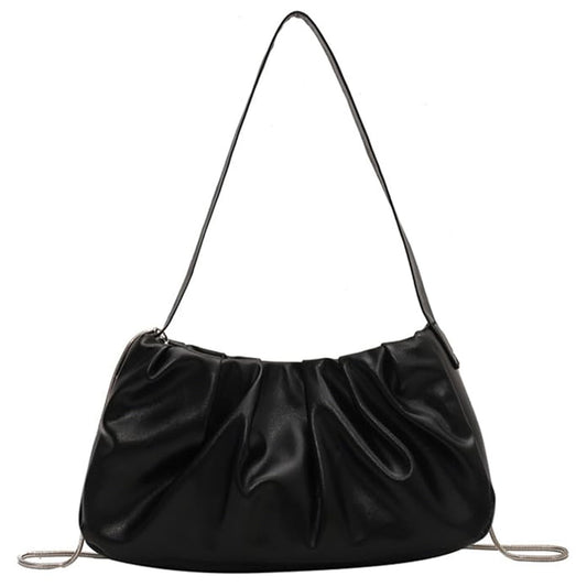 SIBY PU Leather Retro Sling Bag for Women | Small Crossbody Handbag with Chain Strap and Zipper Closure - Black