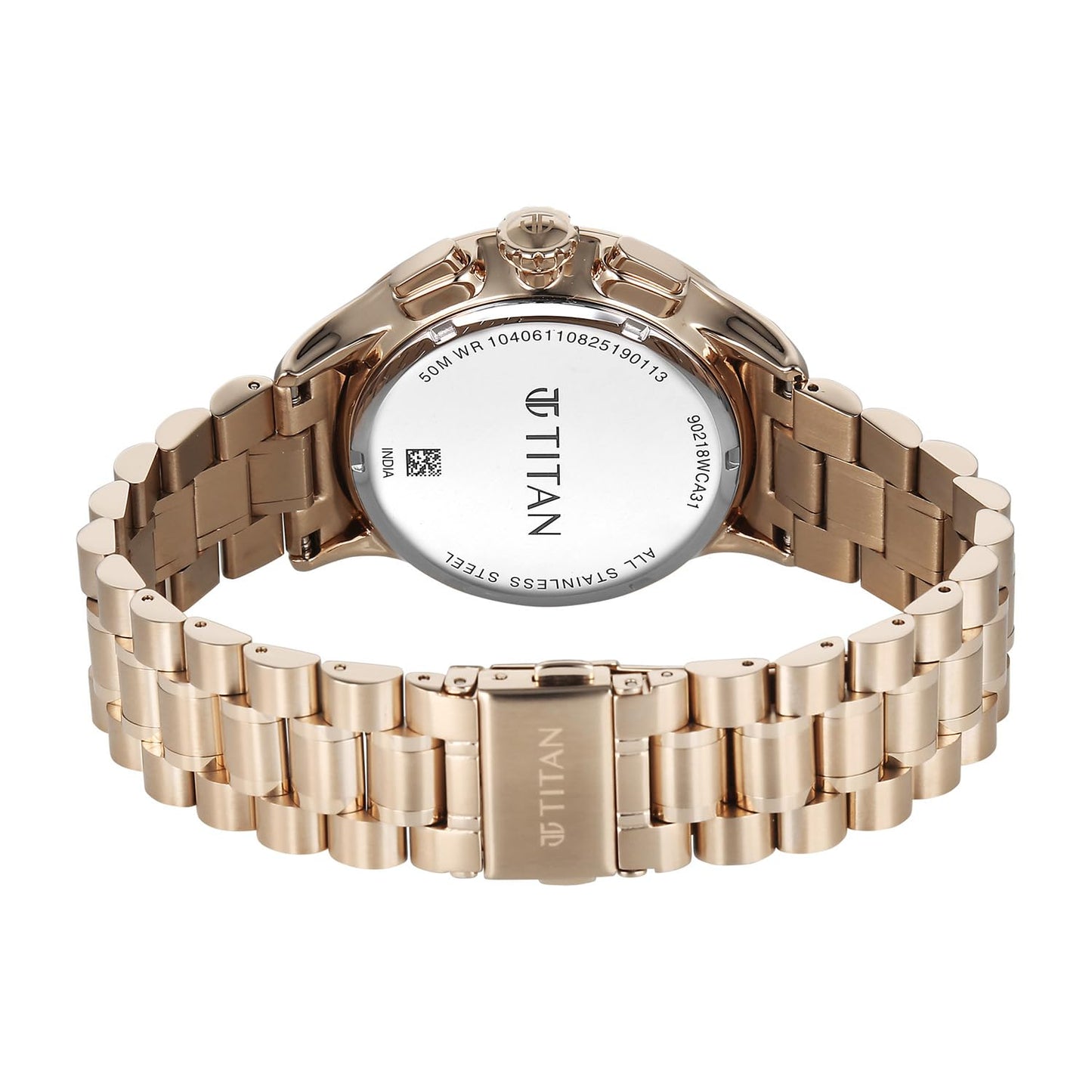 Titan Classique Half Cut Chronograph Quartz Analog with Anthracite Dial Carnation Gold Stainless Steel Strap Watch for Men - 90218WM01