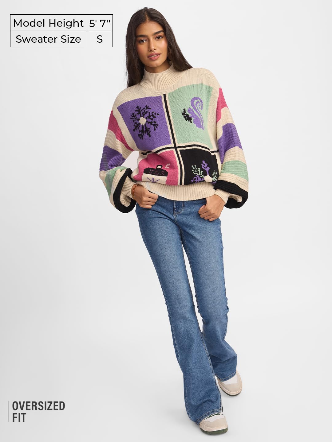 The Souled Store Woodland Women and Girls Oversized Sweater