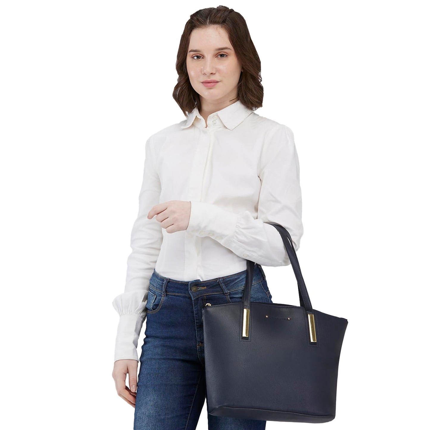 Caprese Viola Satchel, Navy-Medium | Chic & Stylish Handbag for Women with Multiple Compartments | Secure Top Zip | Perfect for Casual & Daily Use