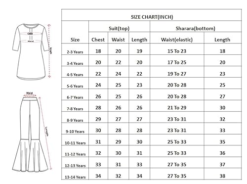 White Button New latest kids sharara suit for girls dress (13-14 Years)