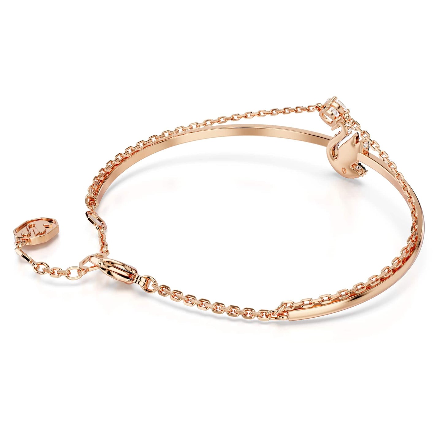 Swarovski Iconic Swan Bangle, Swan, Black, Rose Gold-Tone Plated