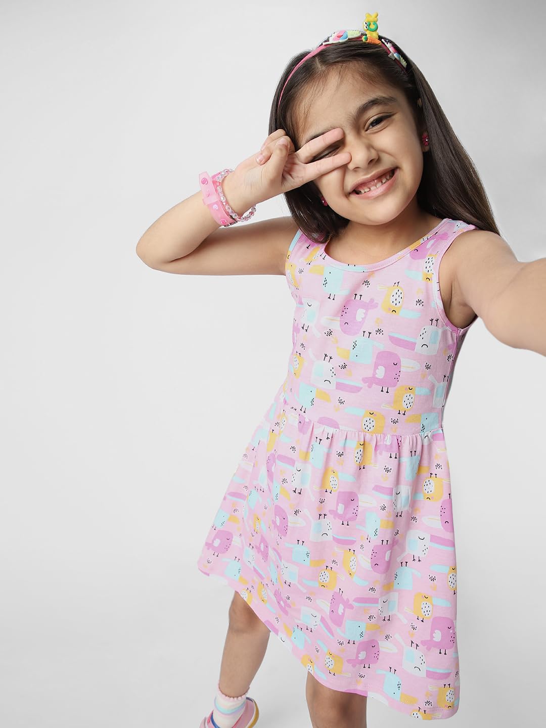 Nautinati Girls Printed Fit & Flare Dress | Cotton | Age 3M-6Years Red