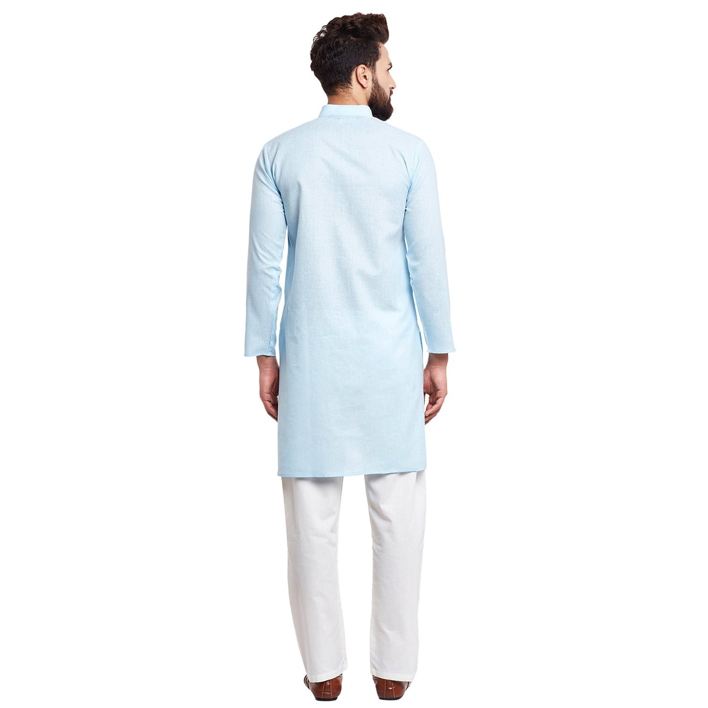 SOJANYA (Since 1958 Men's Sky Blue Cotton Linen Kurta Pyjama