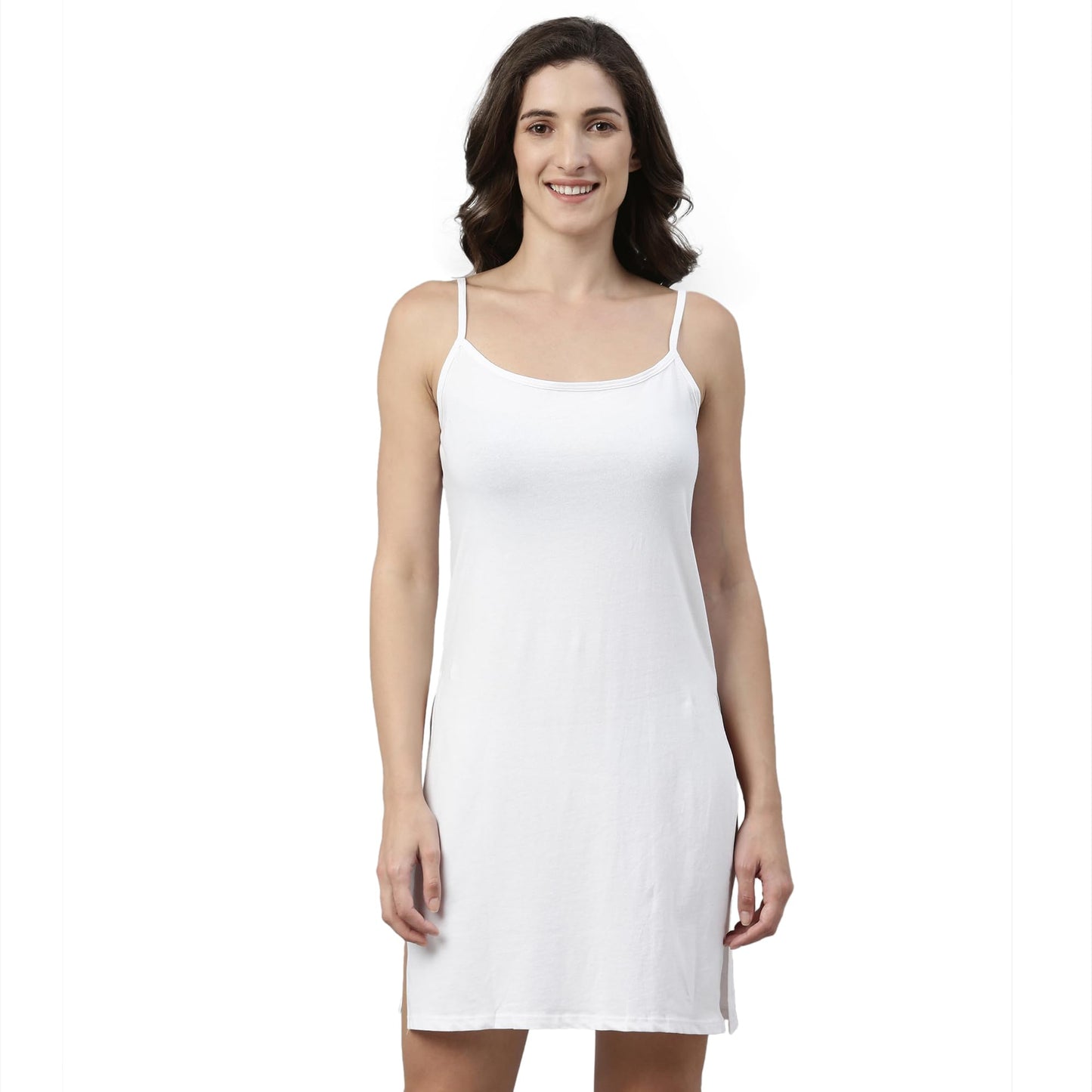 Enamor Women's Solid Regular Fit Cami Shirt (E095_White