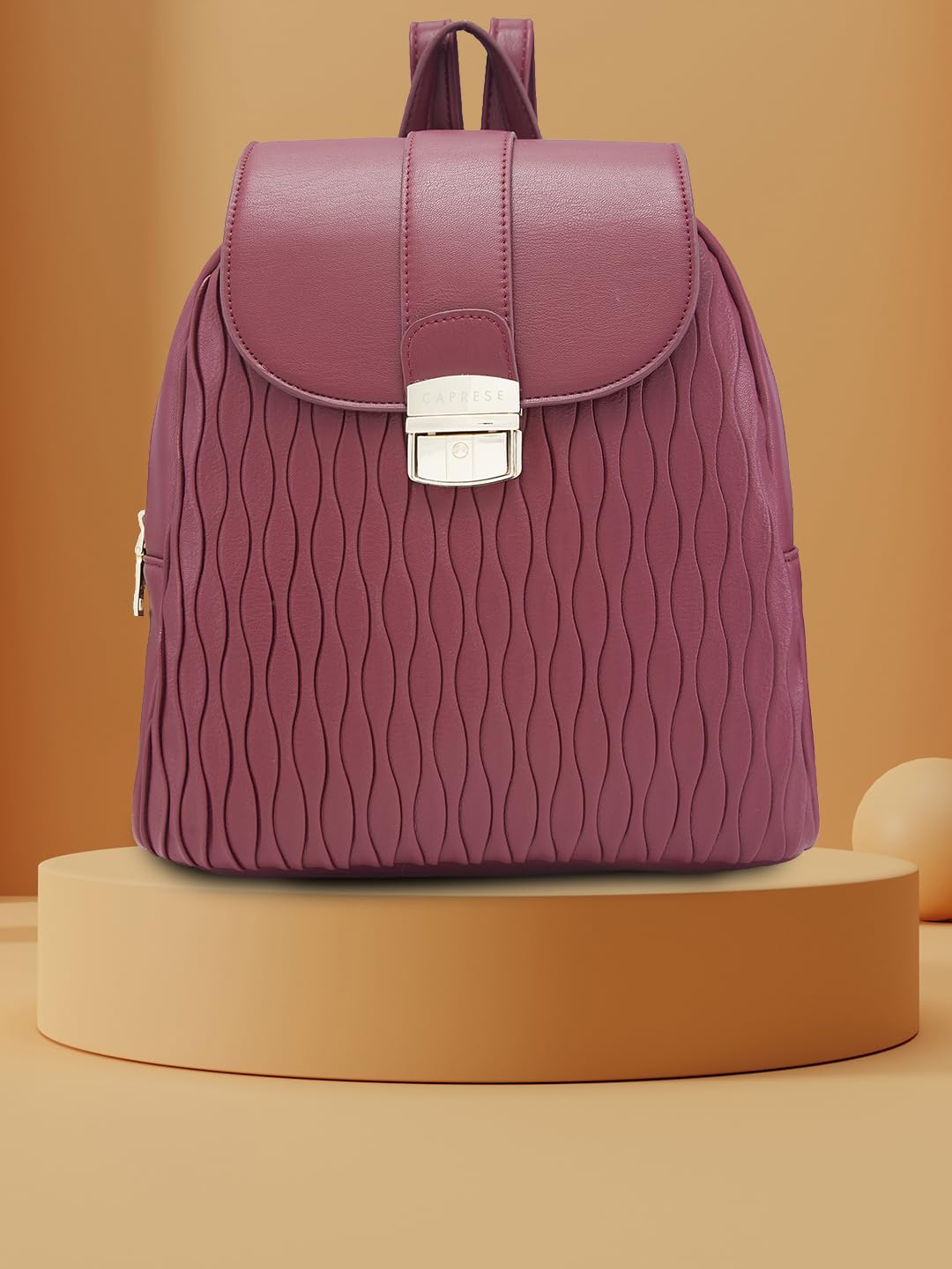 Caprese Shelbee Casual Backpack, Medium | Quilted Backpack for Women with Buckle Lock, Adjustable Shoulder Strap & Back Zip Closure | for Everyday Outings, College and Travel (Burgundy)