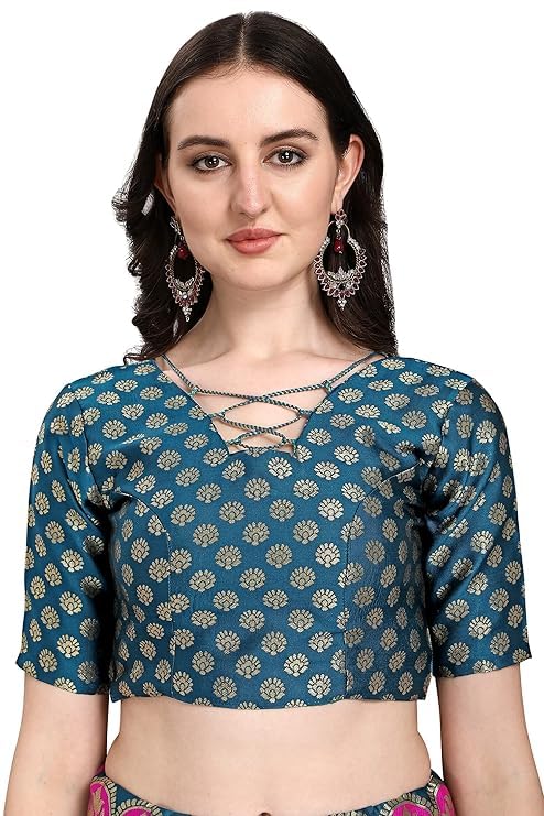 FATIMA SALES AGENCY Unique Women's Indian Traditional Pure Silk Lehenga Choli With Blouse, Color Teal Green