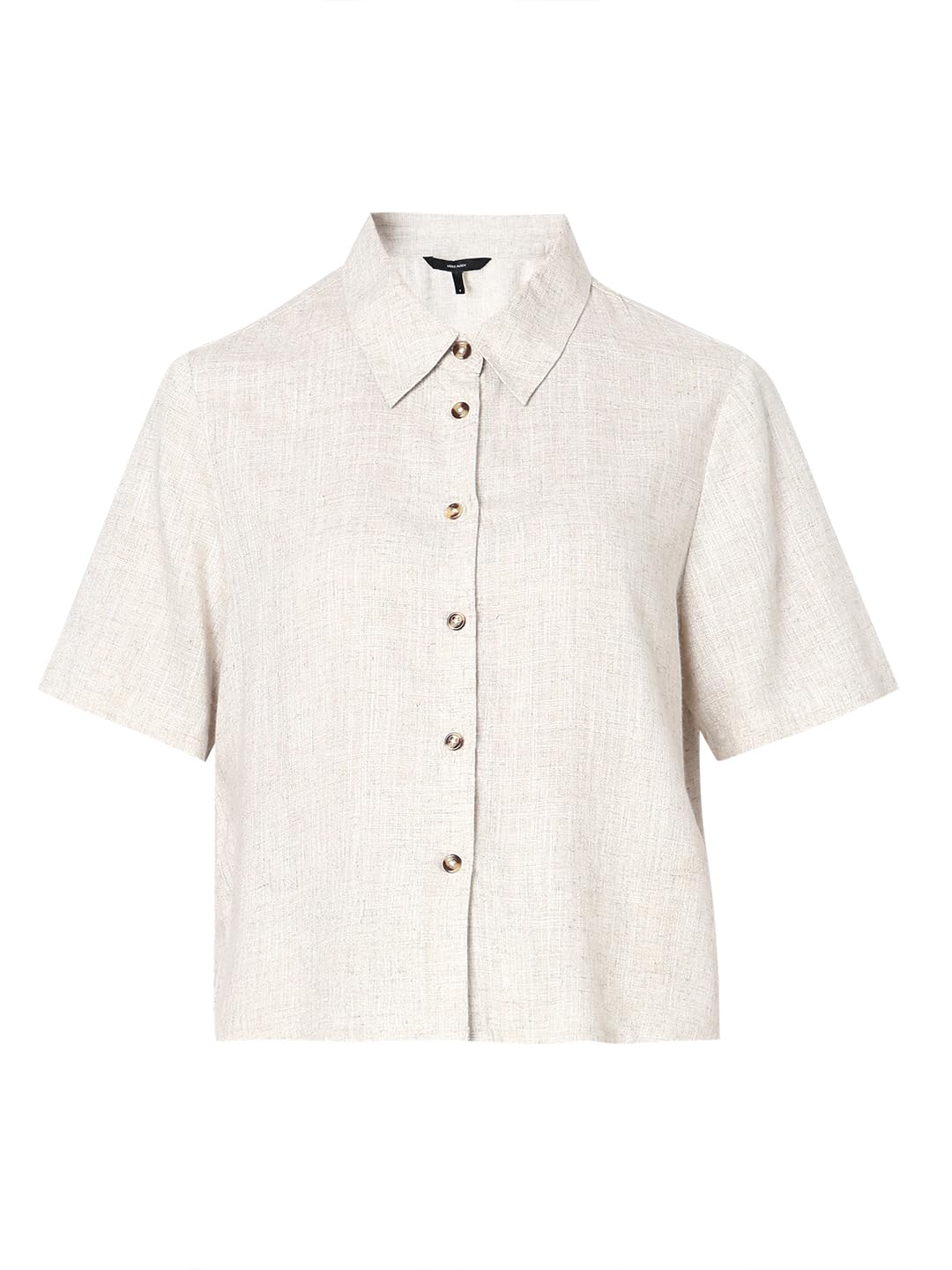 VERO MODA Women Solid Beige Viscose Regular Fit Shirt