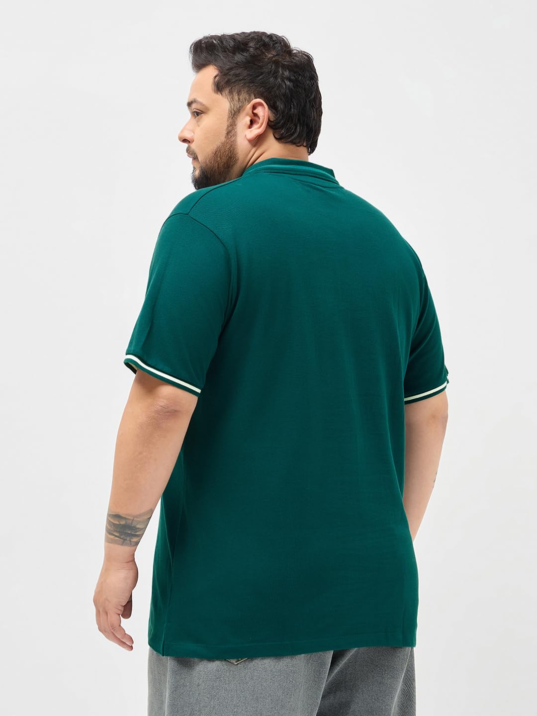 Urbano Plus Men's Teal Green Solid Regular Fit Half Sleeve Cotton Polo T-Shirt (pluspolosolcntipp-03-tealgrn-3xl)