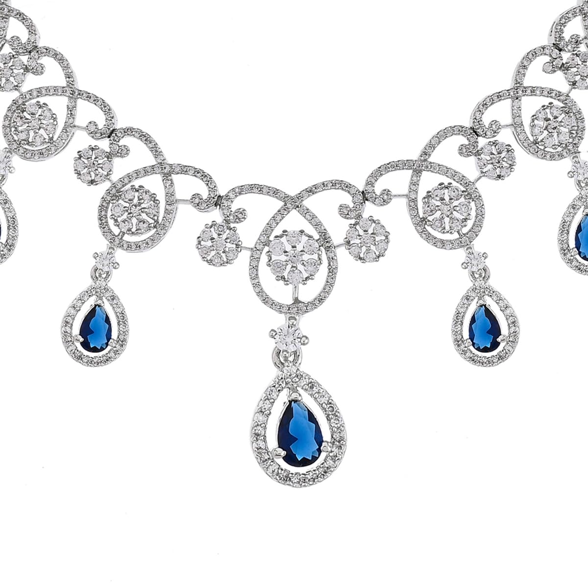 VOYLLA CZ Elegance Blue Teardrop Cut Zircons Jewellery Set