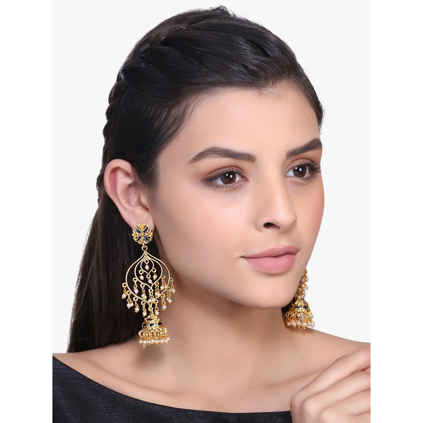 Peora Traditional Jewellery Gold Plated Pearl Jhumki Earrings for Women Girls