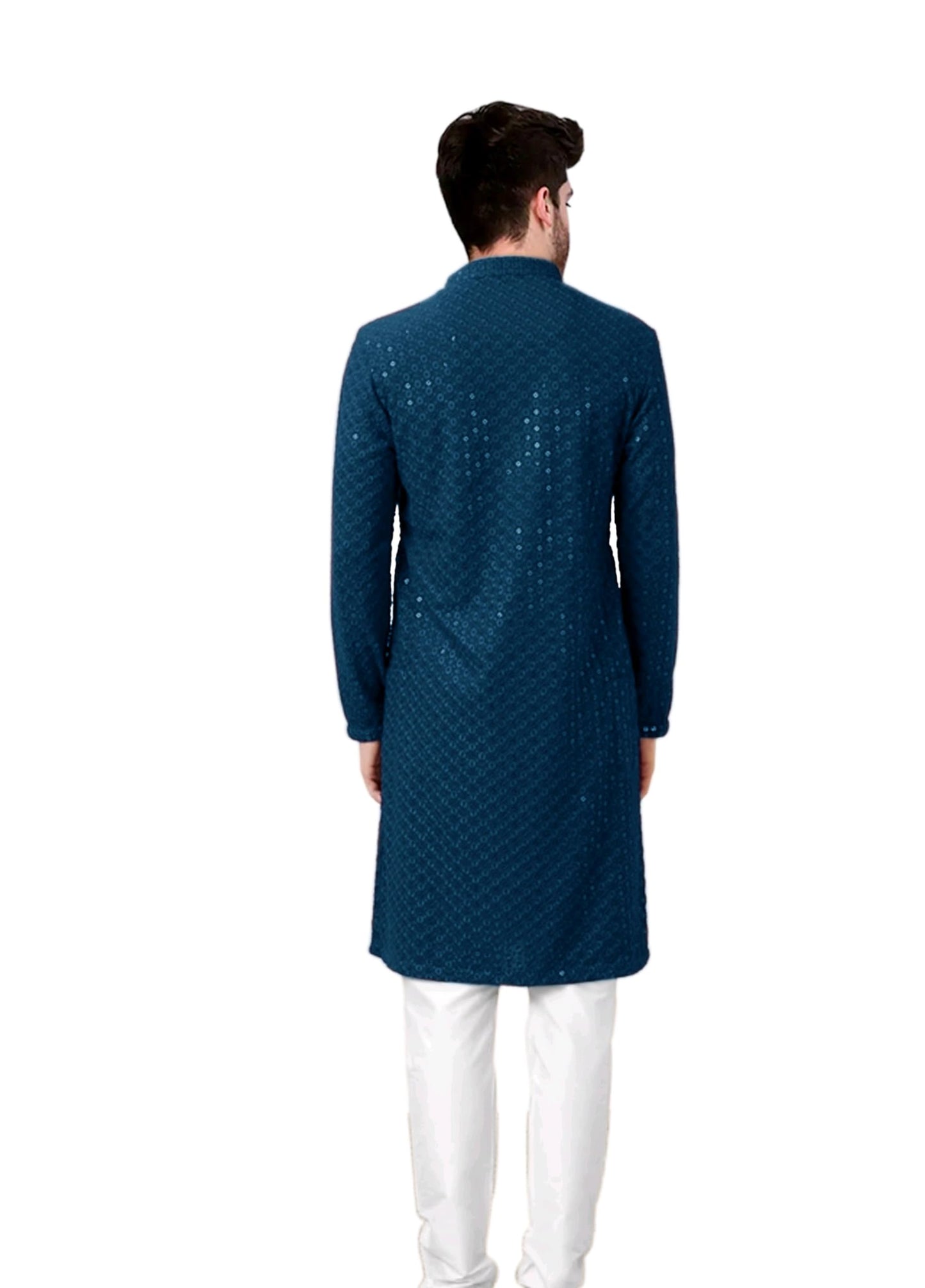 Trustous The Lucknavi Kurta Set | Men Chikankari Embroidered Work | Traditional Wedding Party Functional | Sequence Kurta with Churidar