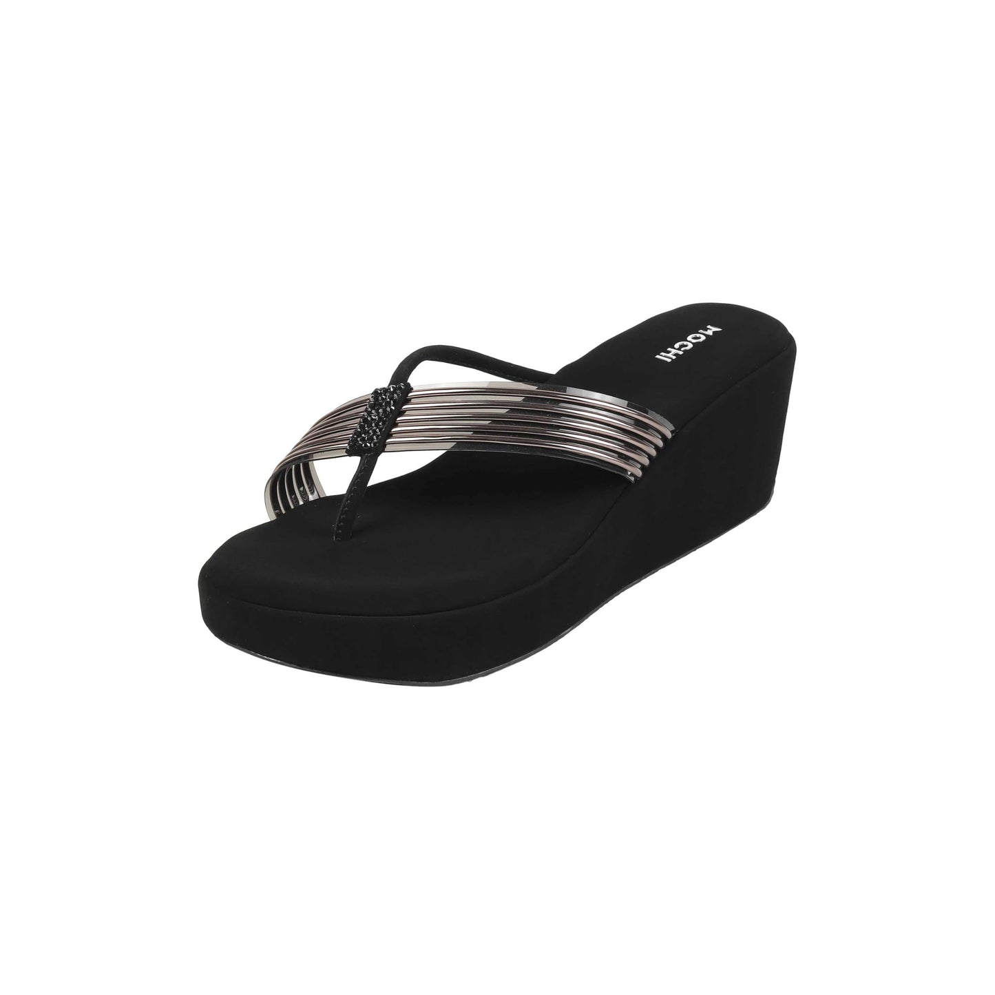 Mochi Women's Open Casual - Slippers with Black Platforms UK/3 EU/36(34-418)