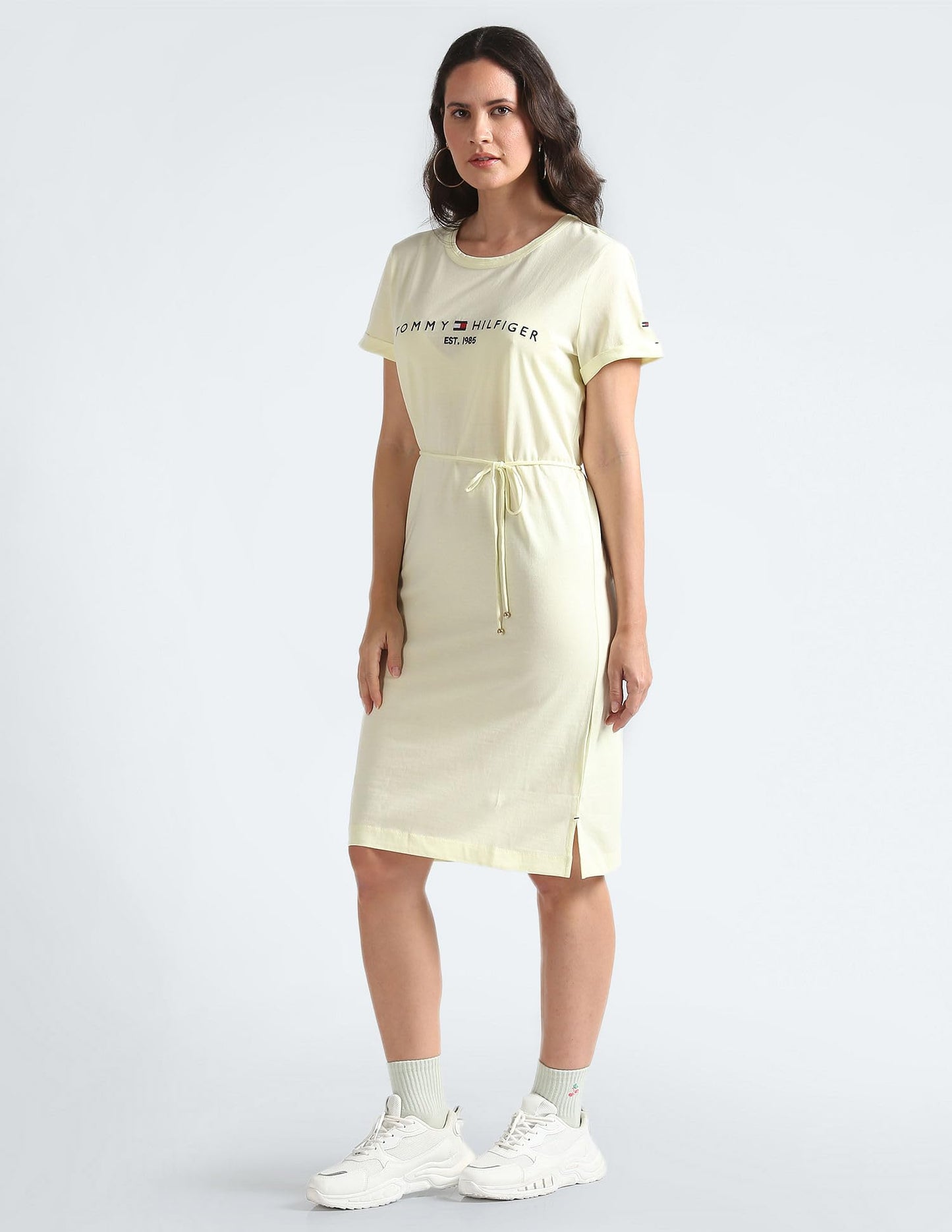 Tommy Hilfiger Women's Cotton Knee-Length Dress (A2BWV133_Bright Leaf