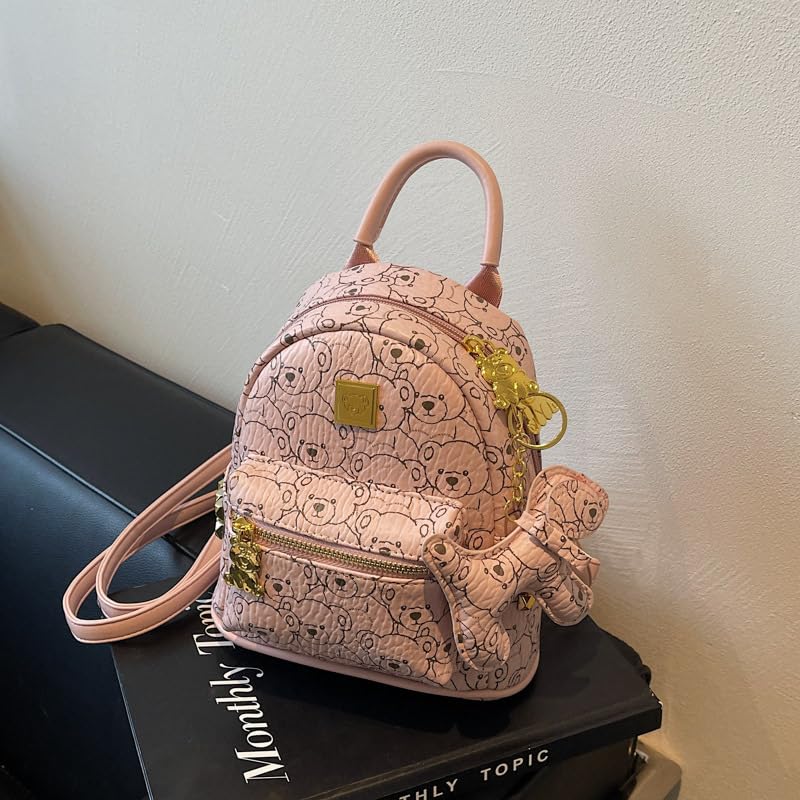 FIERRE SHANN® Cute Bear Print Backpack | Fashionable & Versatile Shoulder Bag for College Students