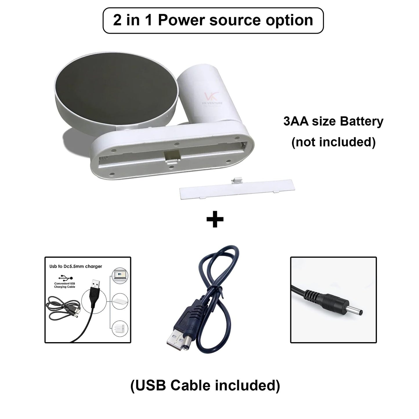 VK VENTURE Plastic Customized Round LED Magic Mirror Photo Frame Tabletop with Pen Stand Personalized LED Light Picture Frame for Desk Gifts (warm white Light Round Shaped) 18 x 18 cm