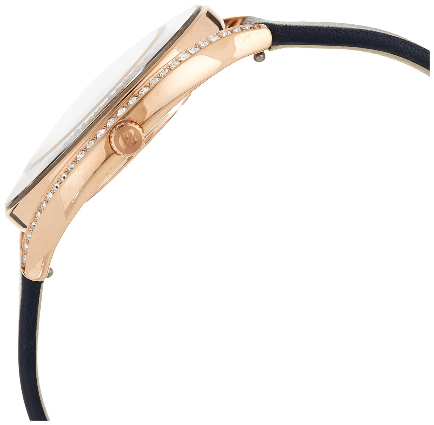 Crystalline Aura Watch Leather Strap, Blue, Rose Gold-Tone Finish 5519447