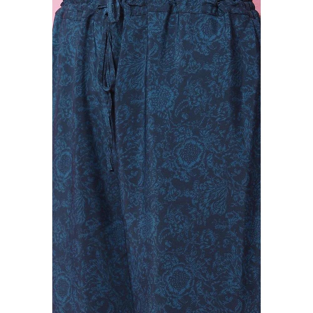 BIBA WOMEN PRINTED STRAIGHT SALWAR KURTA DUPATTA(SKDKAFTAN K7843_TEAL_42)