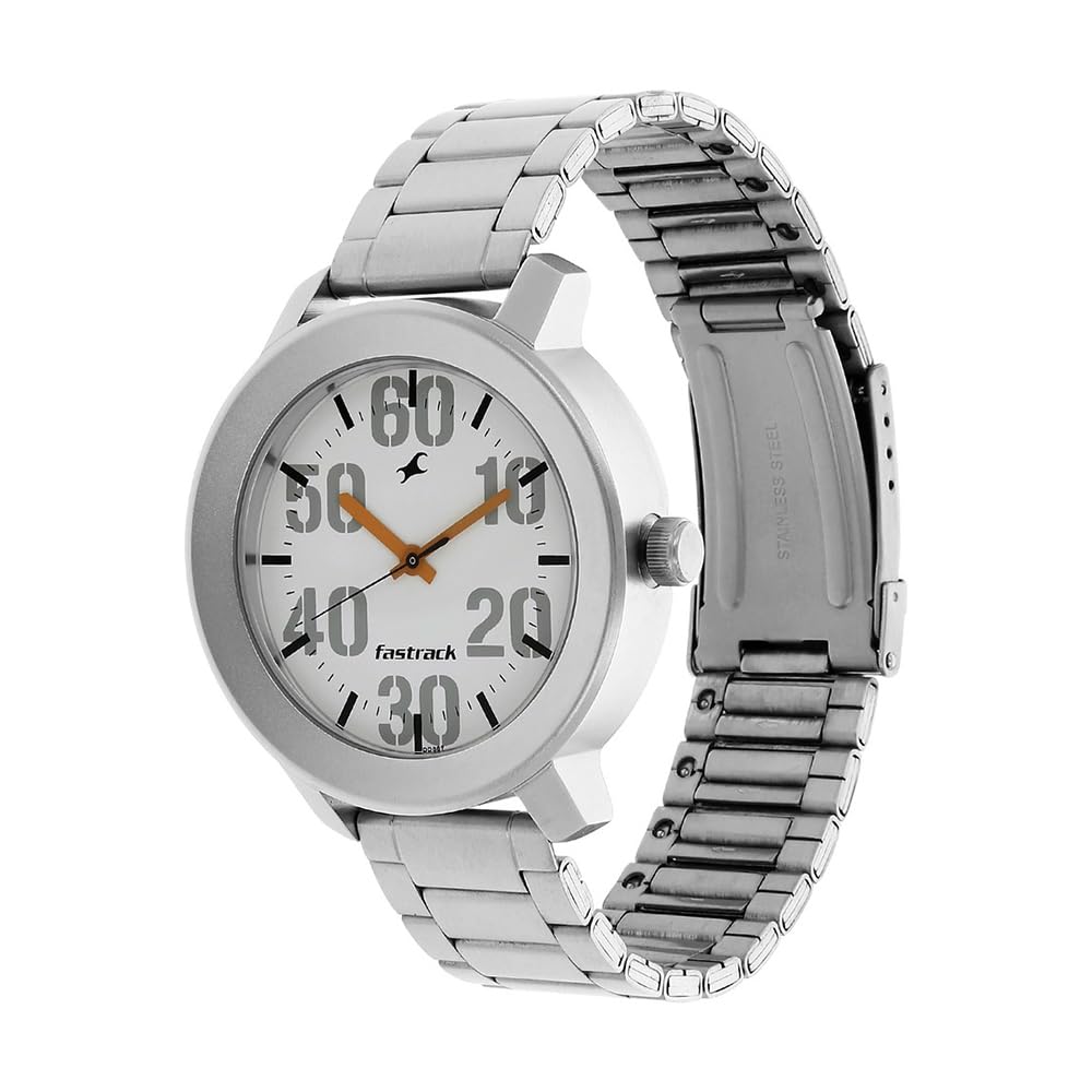 Fastrack Casual Analog Stainless Steel White Dial Silver Band Men's Watch-NL3121SM01/NP3121SM01