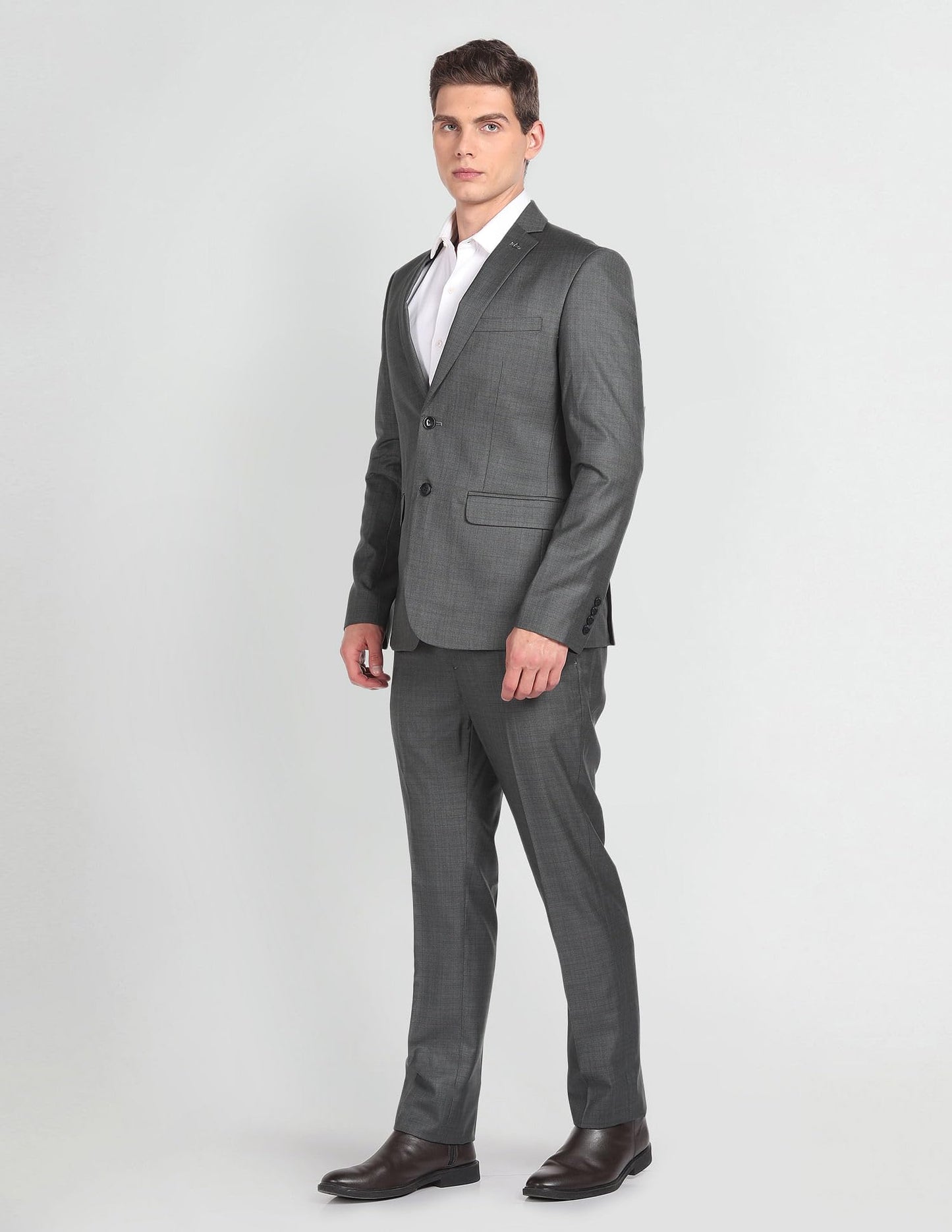 Arrow Men's Cotton Single Breasted Business Suit Pants Set (ARAGSU5592_Green