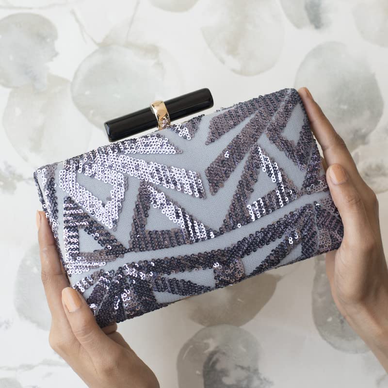 Artklim Shades Of Grey Sequins Clutch