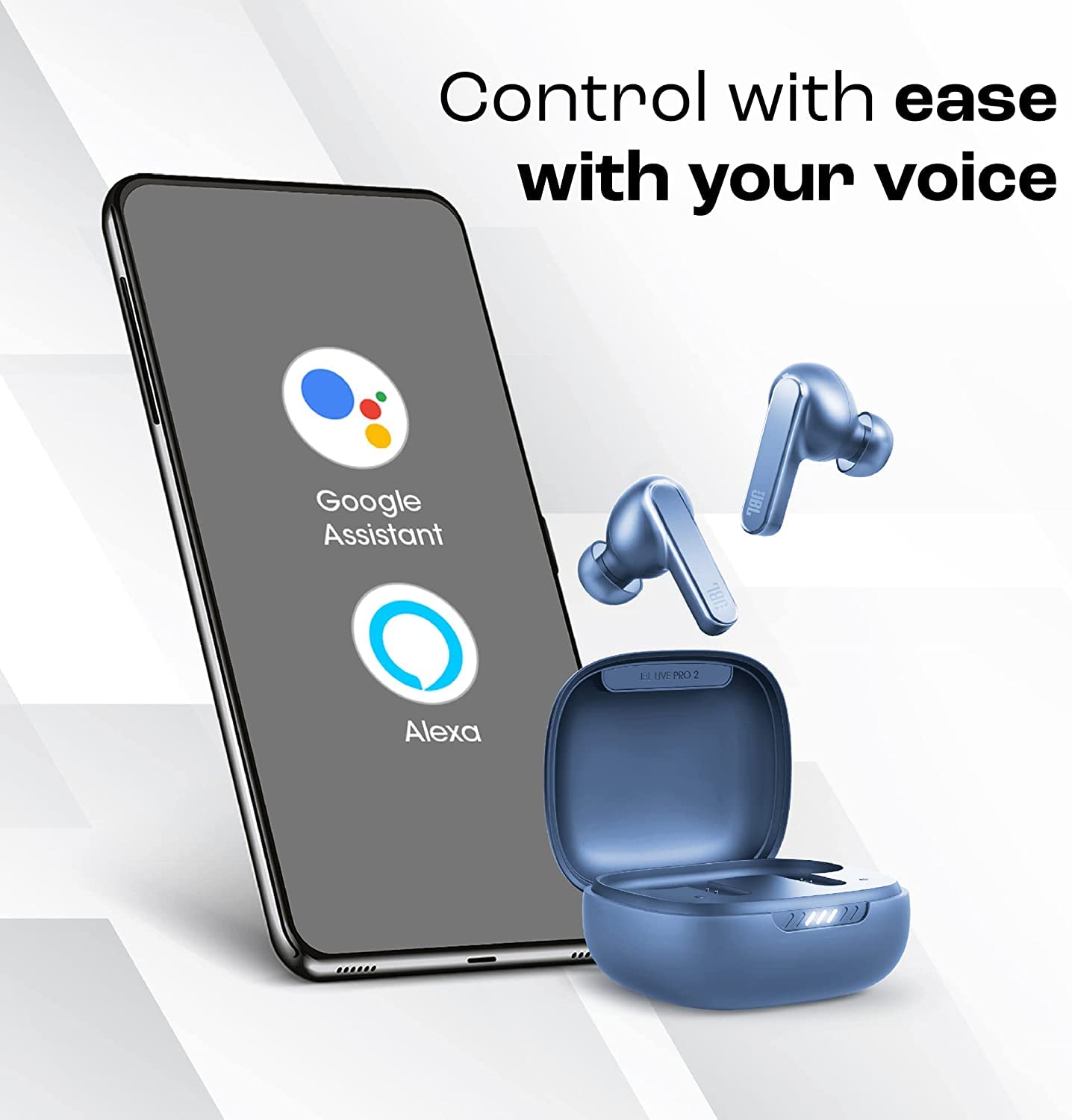 JBL Live Pro 2 Premium in Ear Wireless TWS Earbuds, ANC Earbuds, 40Hr Playtime, Dual Connect, Customized Bass with Headphones App, 6 Mics for Clear Calls, Wireless Charging, Alexa Built-in (Blue)