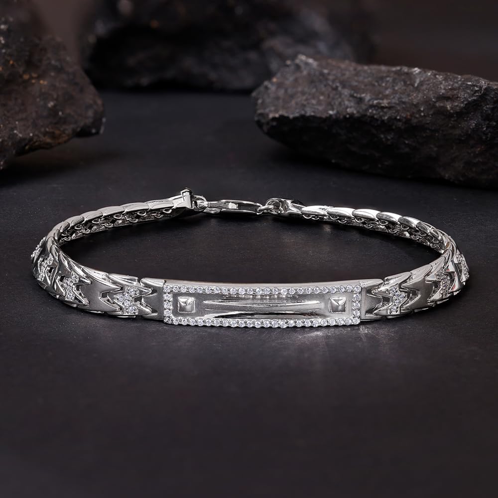 GIVA 925 Silver Majestic Verge Bracelet For Him, Adjustable |Gifts for Men & Boys | With Certificate of Authenticity and 925 Stamp | 6 Months Warranty