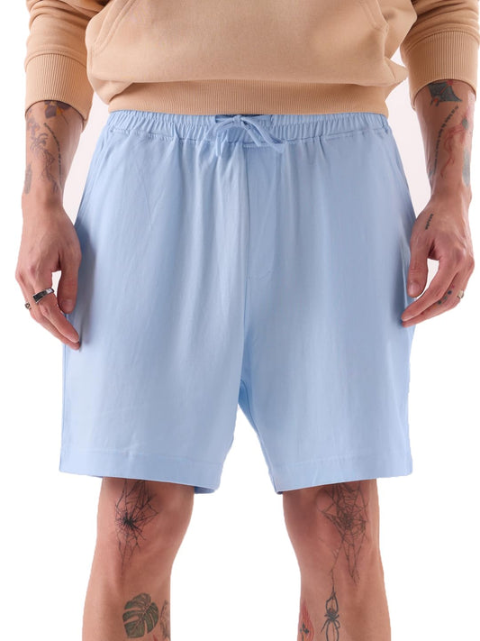 The Souled Store Home Shorts: Powder Blue Men and Boys Solid Lounge Home Shorts Boxer Shorts for Men's Cotton Breathable Comfortable Elastic Waistband Printed Loose-Fit Casual Lounge Sleepwear