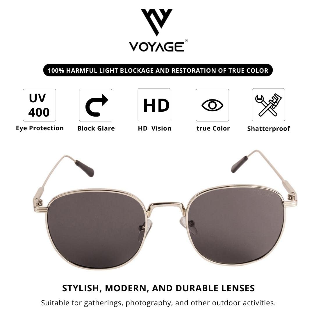 Voyage UV Protected Round Men & Women Sunglasses - (2036MG2977 | Black Lens | Silver Frame)