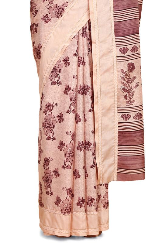 Soch Womens Peach Art Silk Floral Print Saree