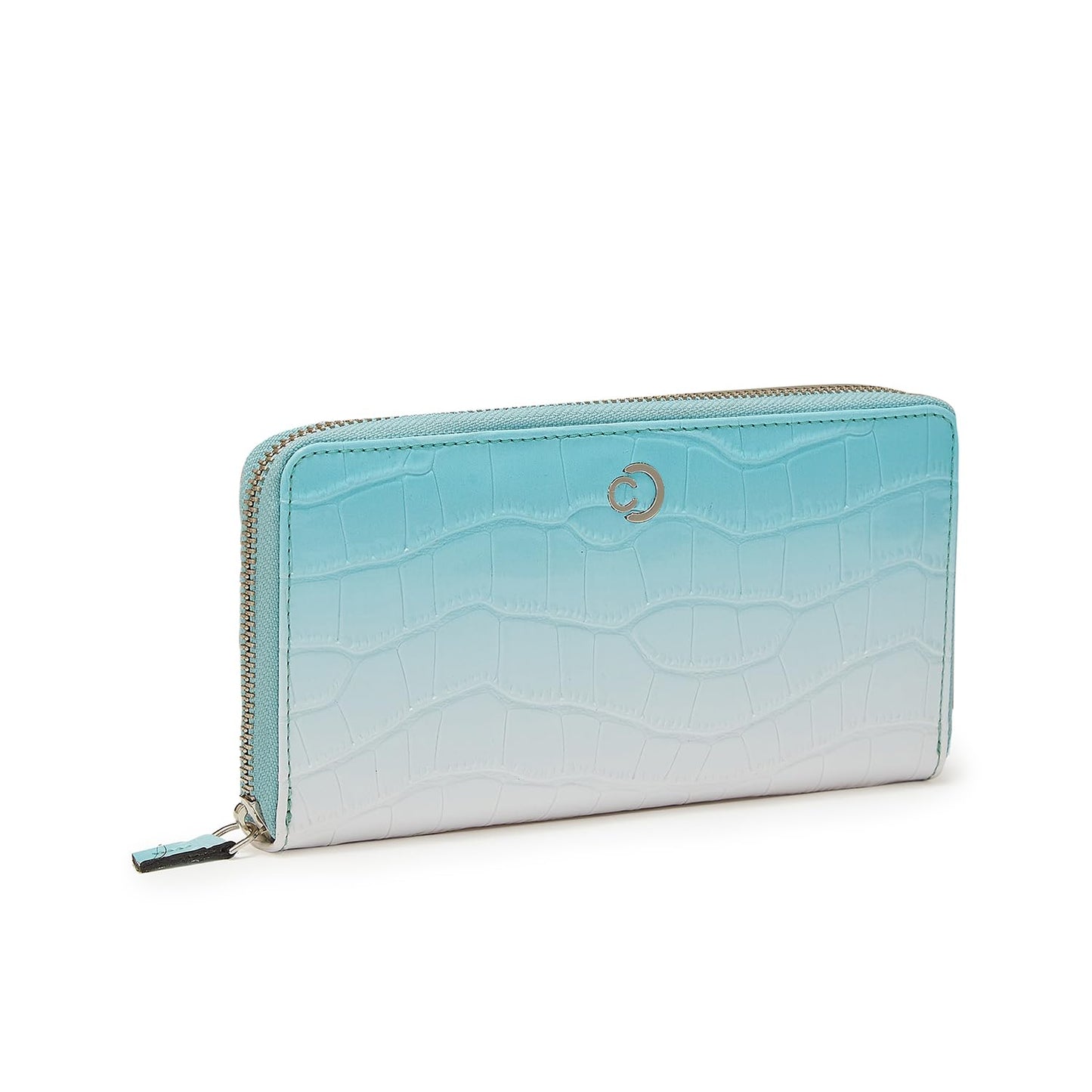 Caprese Eva Women’s Wristlet Zip Around Wallet, Large| Stylish Faux Leather Wallet with Zipper Closure | Three Compartments & Card Slots | Elegant Design for Casual & Special Occasions (Aqua Blue)